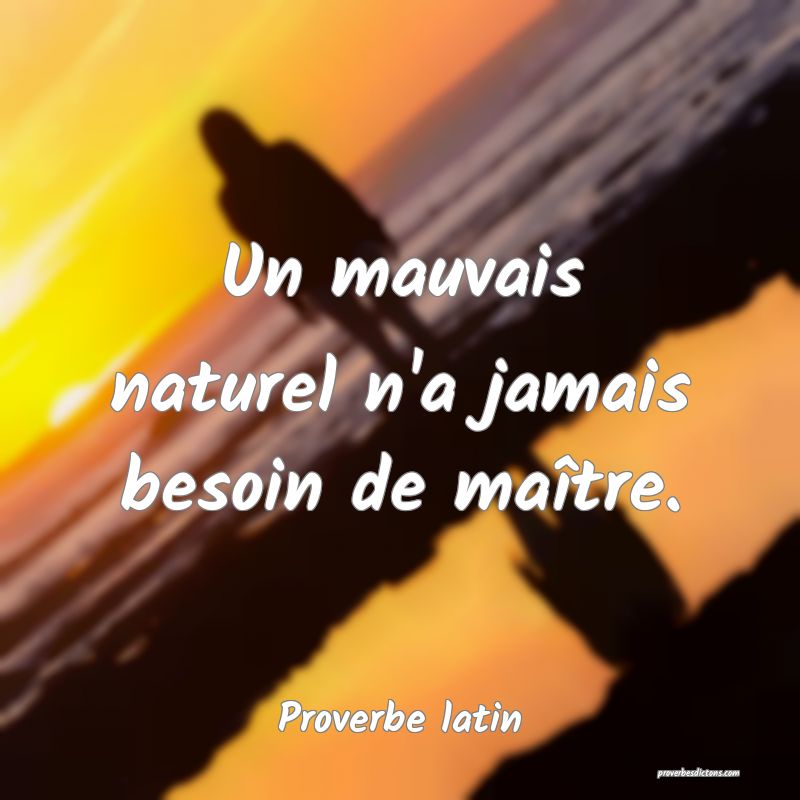 Un mauvais naturel n'a jamais besoin de maître.