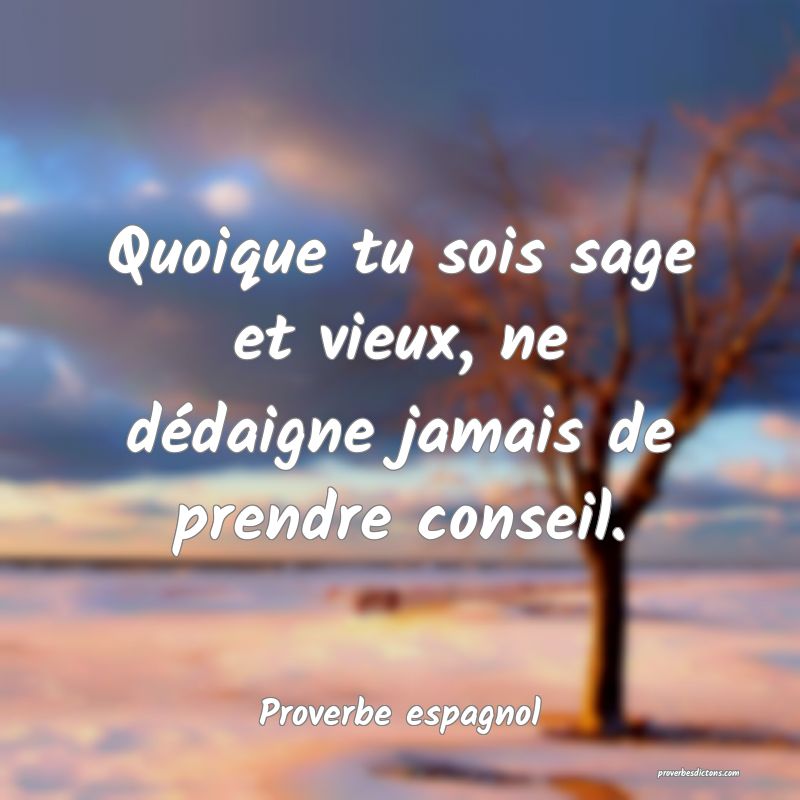 Quoique tu sois sage et vieux, ne dédaigne jamais de prendre conseil.