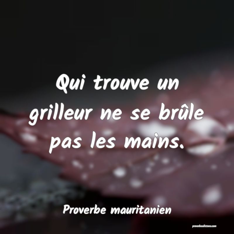 Qui trouve un grilleur ne se brûle pas les mains.