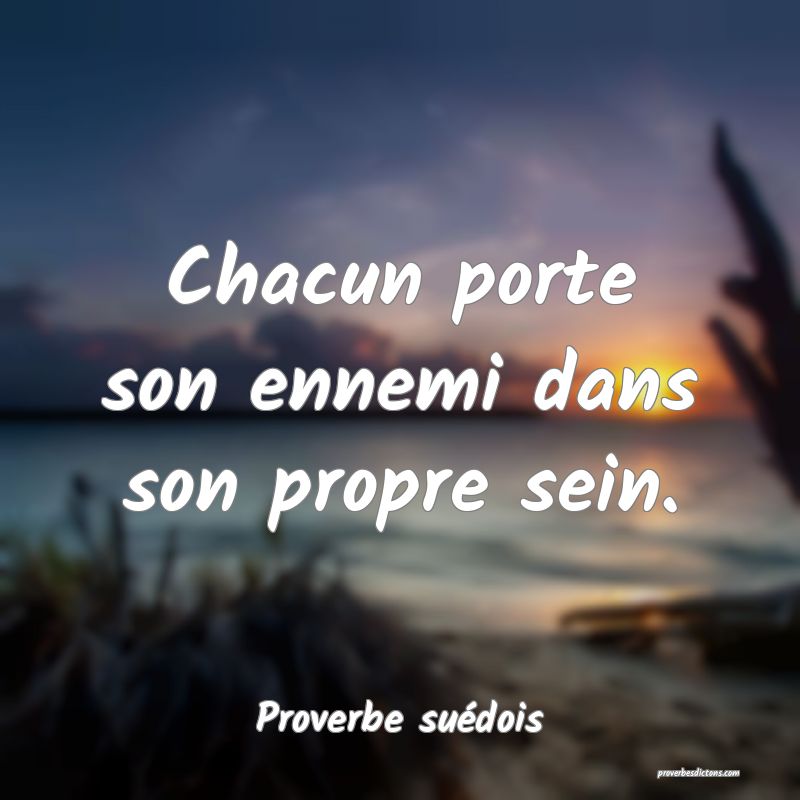 Chacun porte son ennemi dans son propre sein.