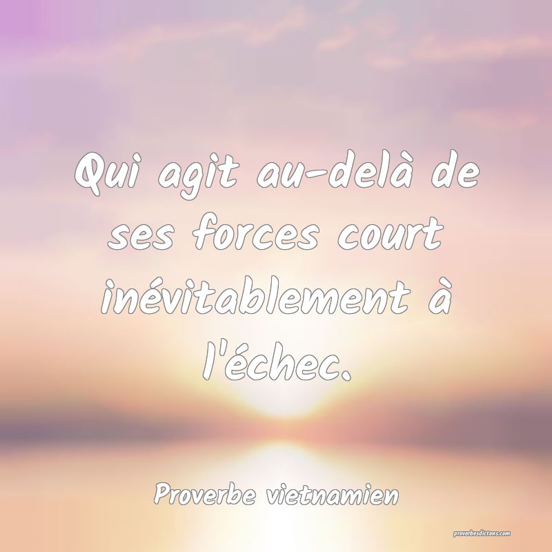 Qui agit au-delà de ses forces court inévitablement à l'échec.