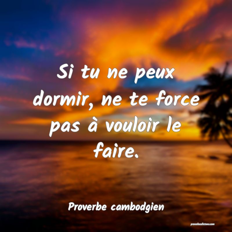 Si tu ne peux dormir, ne te force pas à vouloir le faire.