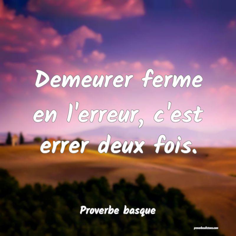 Demeurer ferme en l'erreur, c'est errer deux fois.