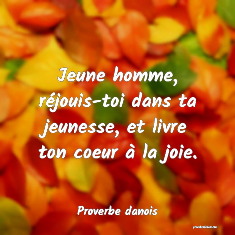 Jeune homme, réjouis-toi dans ta jeunesse, et livre ton coeur à la joie.