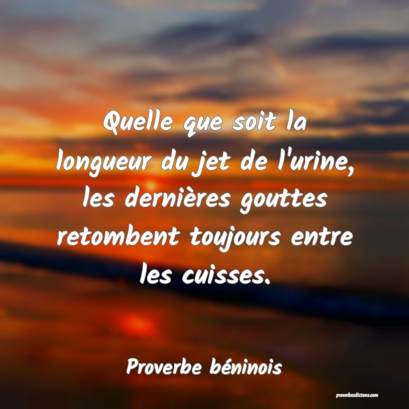 Quelle que soit la longueur du jet de l'urine, les dernières gouttes retombent toujours entre les cuisses.