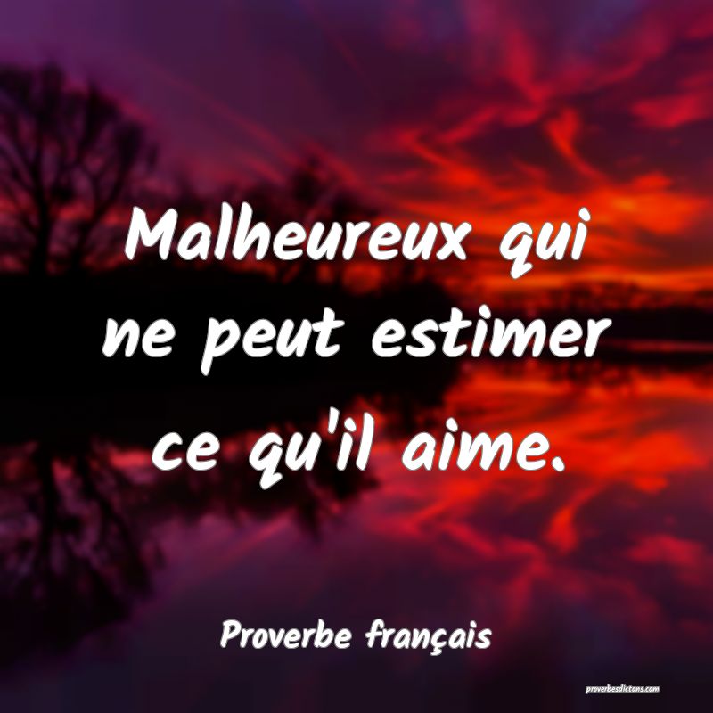 Malheureux qui ne peut estimer ce qu'il aime.