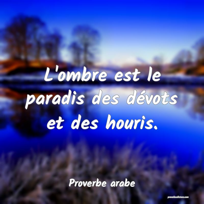 L'ombre est le paradis des dévots et des houris.