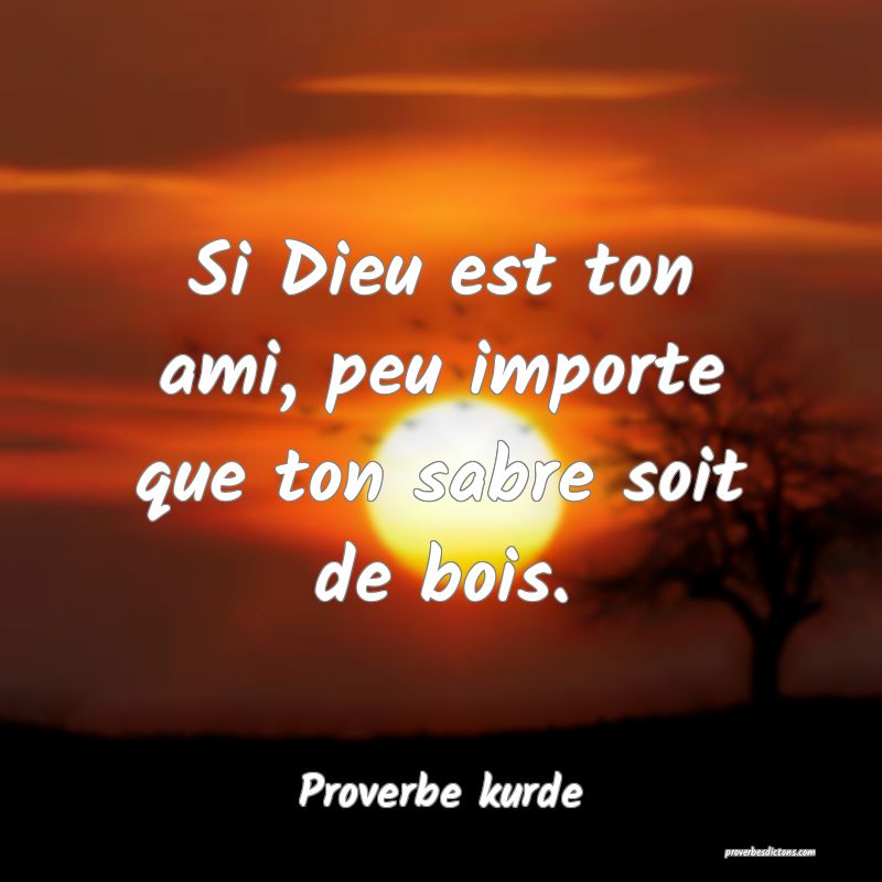 Si Dieu est ton ami, peu importe que ton sabre soit de bois.
