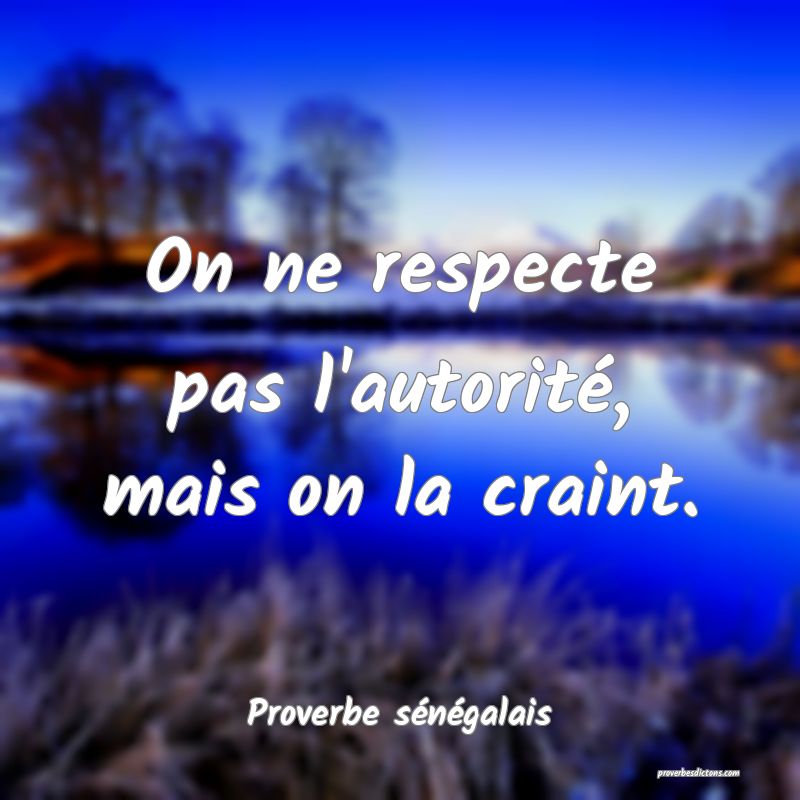 On ne respecte pas l'autorité, mais on la craint.