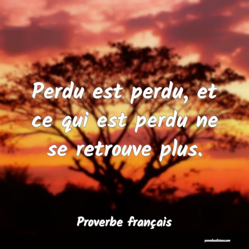 Perdu est perdu, et ce qui est perdu ne se retrouve plus.
