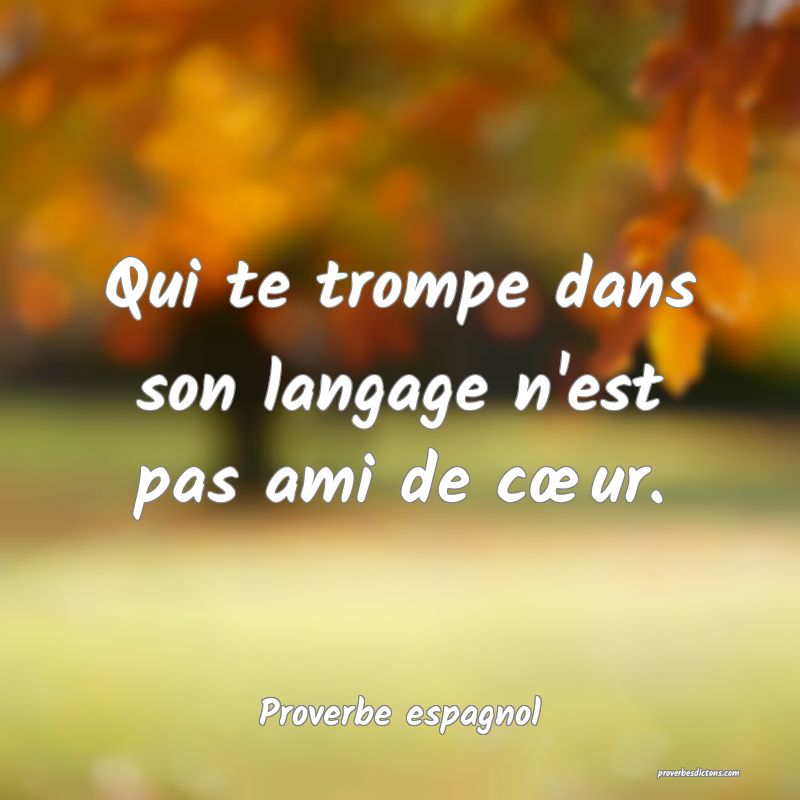 Qui te trompe dans son langage n'est pas ami de cœur.