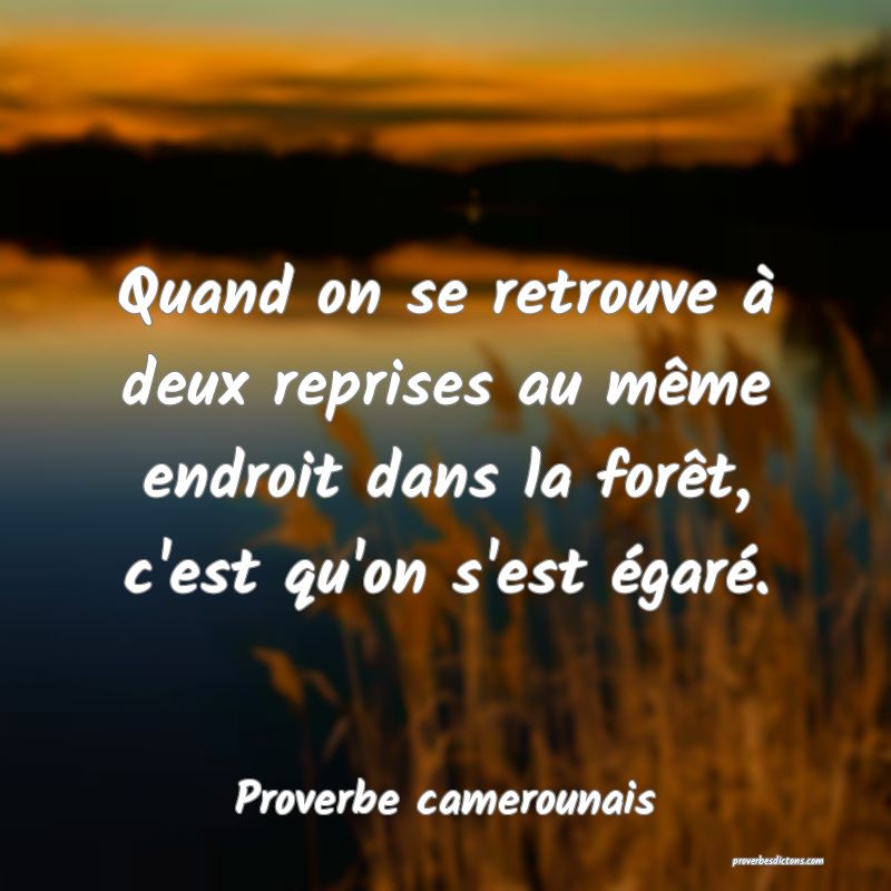 Quand on se retrouve à deux reprises au même endroit dans la forêt, c'est qu'on s'est égaré.