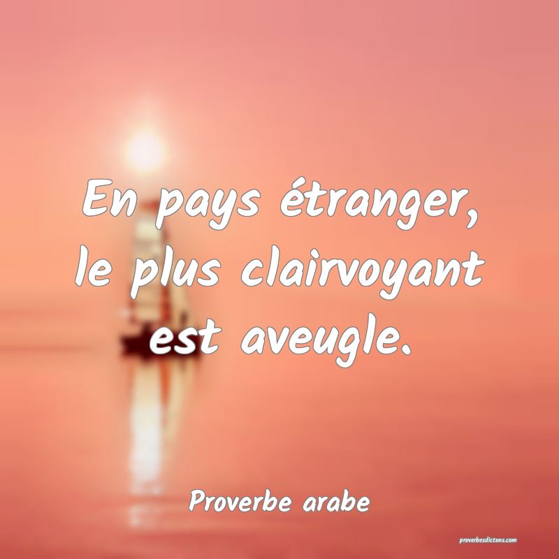 En pays étranger, le plus clairvoyant est aveugle.