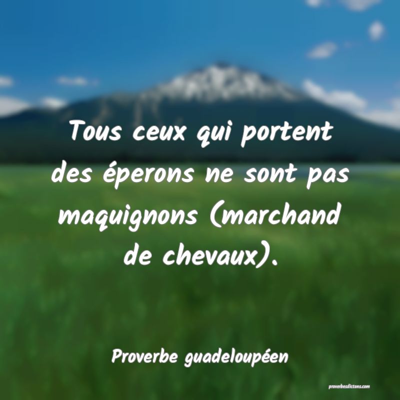 Tous ceux qui portent des éperons ne sont pas maquignons (marchand de chevaux).