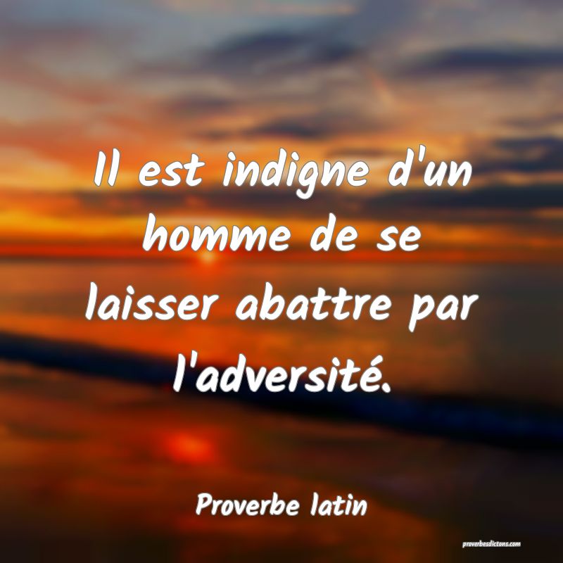 Il est indigne d'un homme de se laisser abattre par l'adversité.