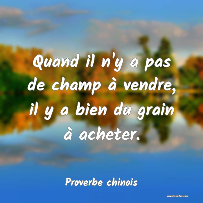 Quand il n'y a pas de champ à vendre, il y a bien du grain à acheter.