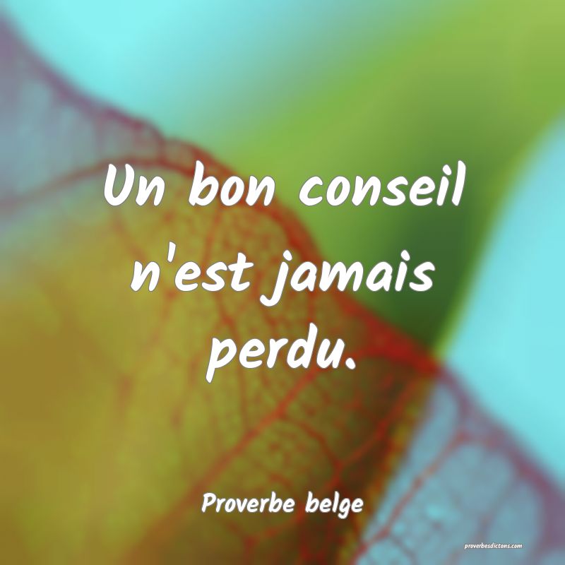Un bon conseil n'est jamais perdu.