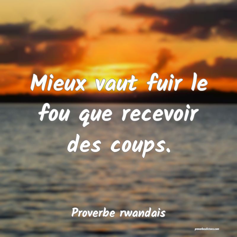 Mieux vaut fuir le fou que recevoir des coups.
