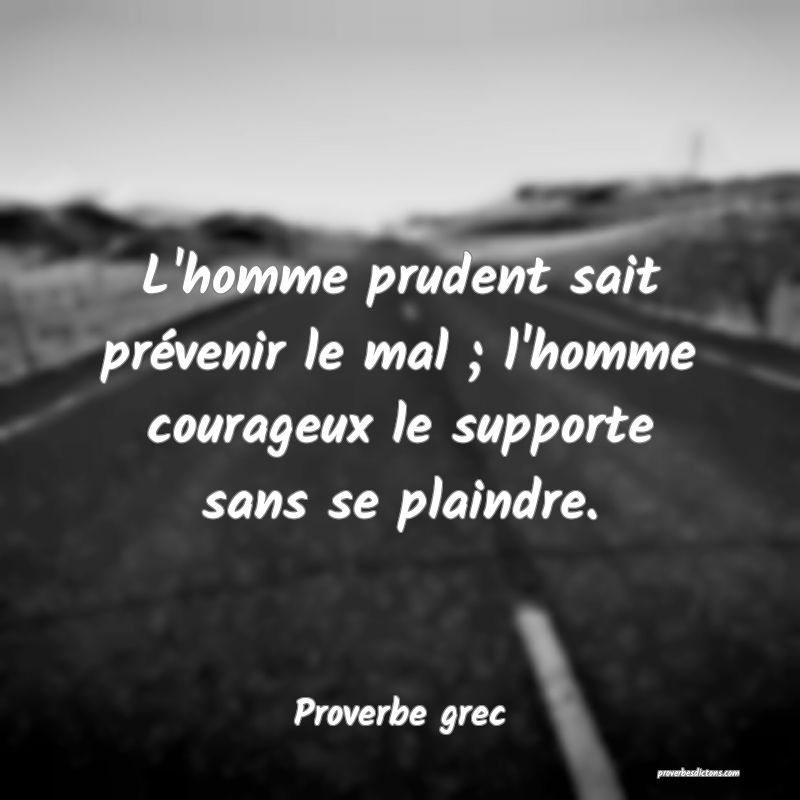 L'homme prudent sait prévenir le mal ; l'homme courageux le supporte sans se plaindre.