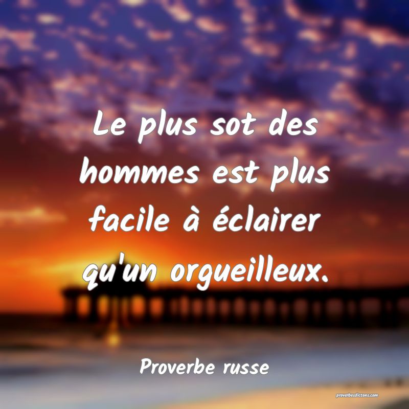 Le plus sot des hommes est plus facile à éclairer qu'un orgueilleux.