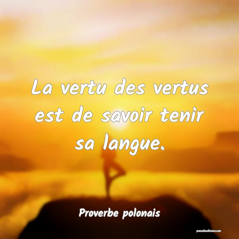 La vertu des vertus est de savoir tenir sa langue.