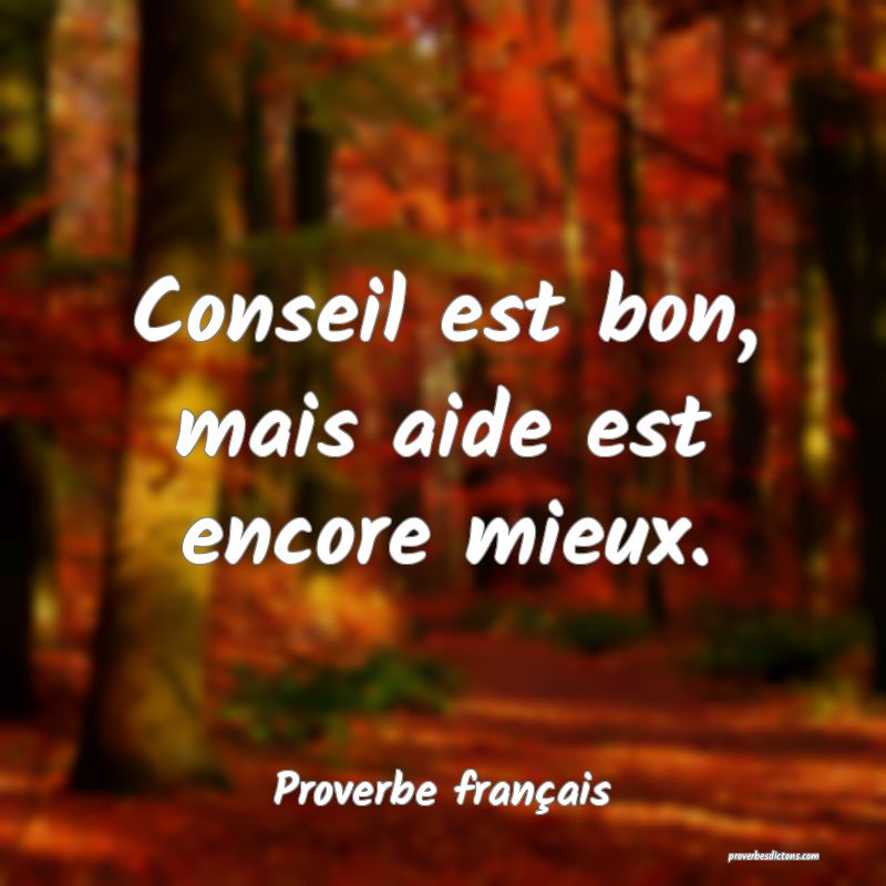 Conseil est bon, mais aide est encore mieux.