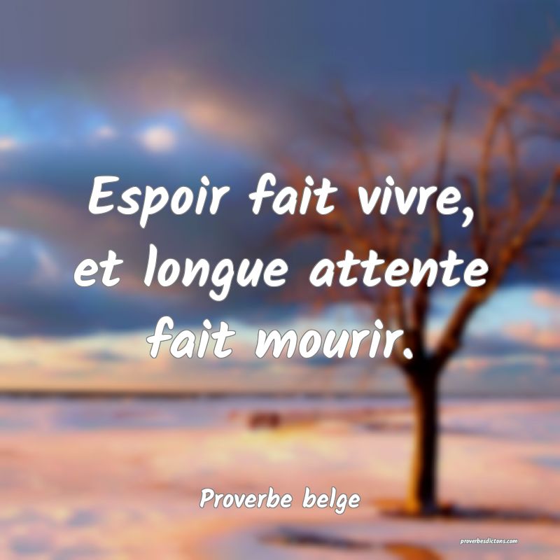 Espoir fait vivre, et longue attente fait mourir.