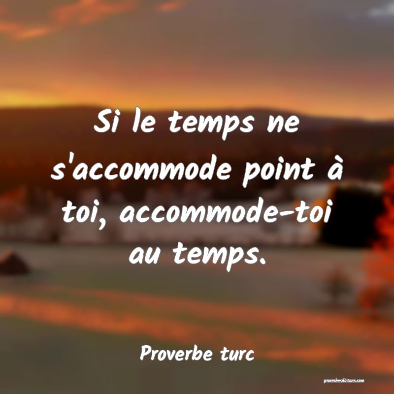 Si le temps ne s'accommode point à toi, accommode-toi au temps.