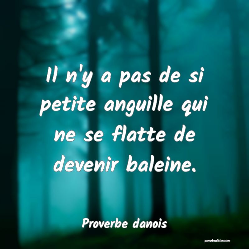 Il n'y a pas de si petite anguille qui ne se flatte de devenir baleine.