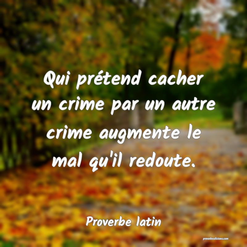 Qui prétend cacher un crime par un autre crime augmente le mal qu'il redoute.