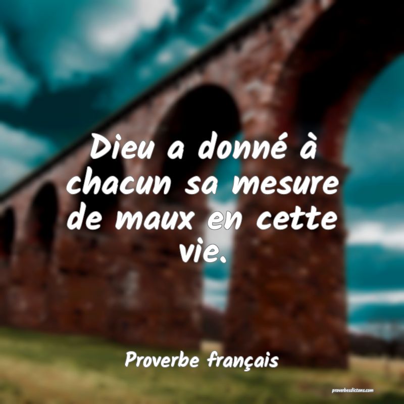 Dieu a donné à chacun sa mesure de maux en cette vie.