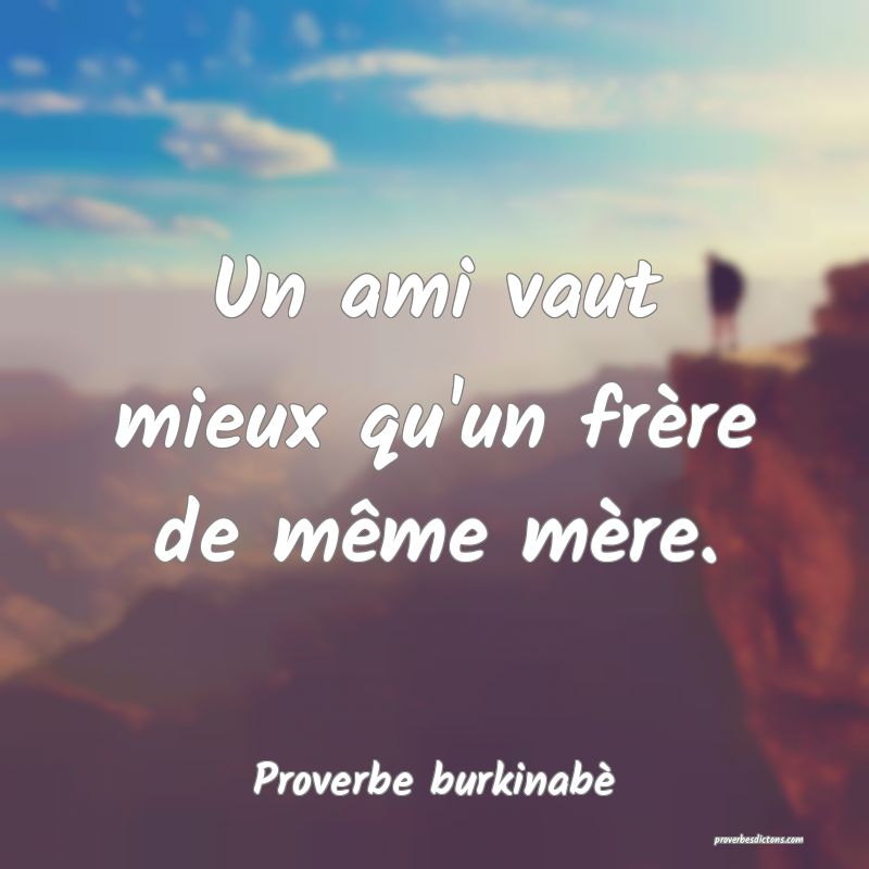 Un ami vaut mieux qu'un frère de même mère.