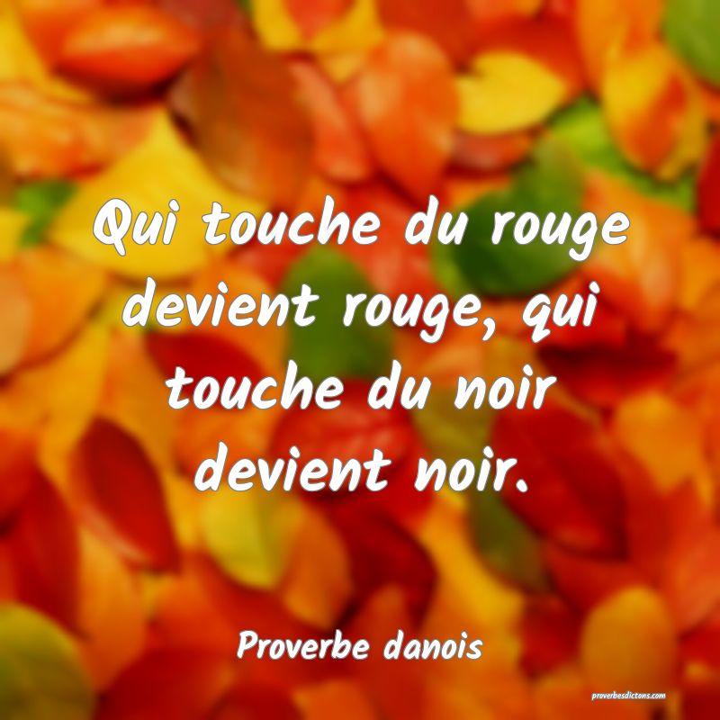 Qui touche du rouge devient rouge, qui touche du noir devient noir.