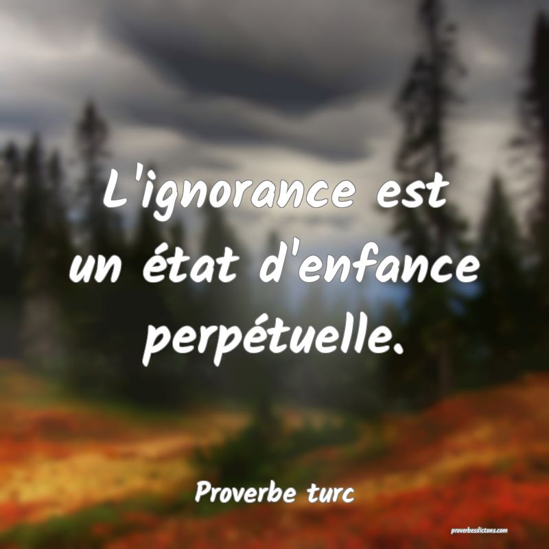 L'ignorance est un état d'enfance perpétuelle.