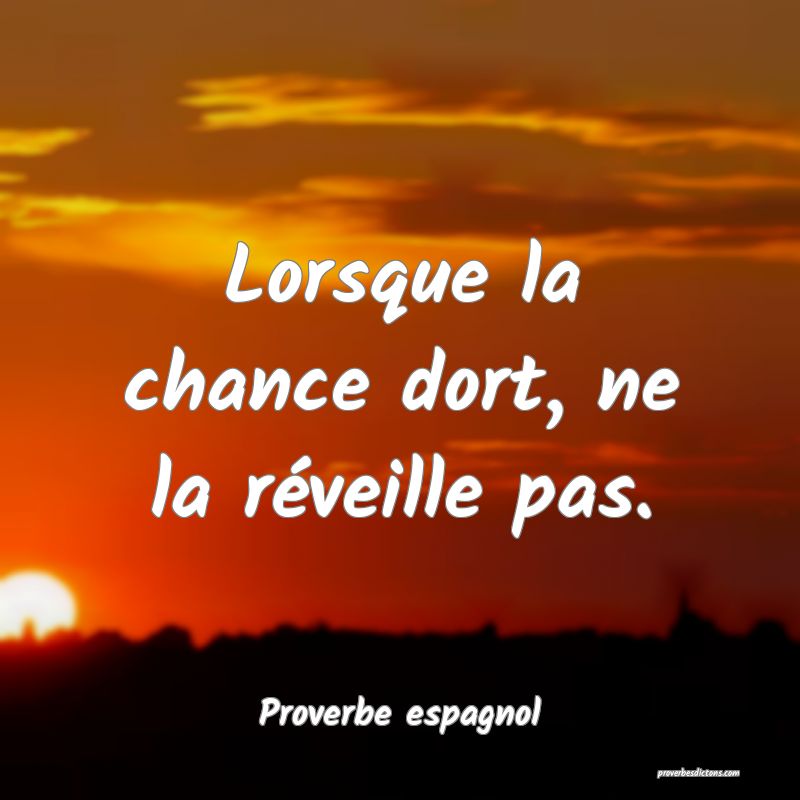 Lorsque la chance dort, ne la réveille pas.