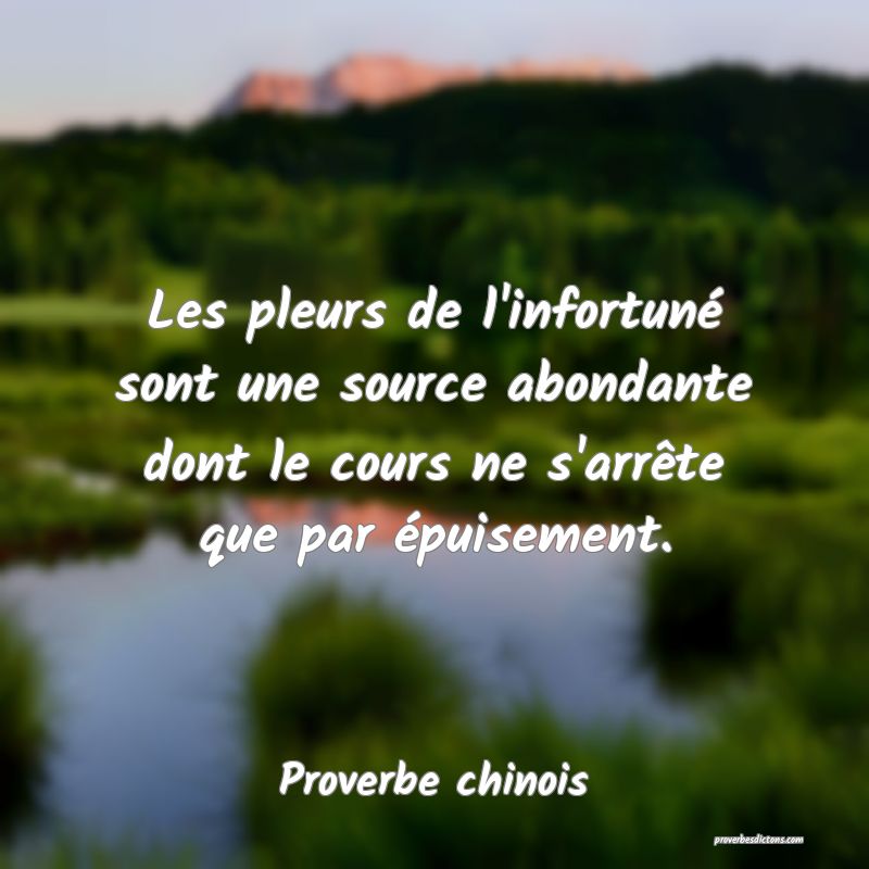 Les pleurs de l'infortuné sont une source abondante dont le cours ne s'arrête que par épuisement.
