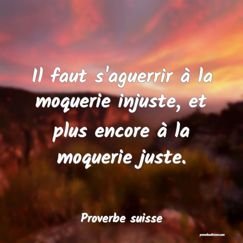 Il faut s'aguerrir à la moquerie injuste, et plus encore à la moquerie juste.