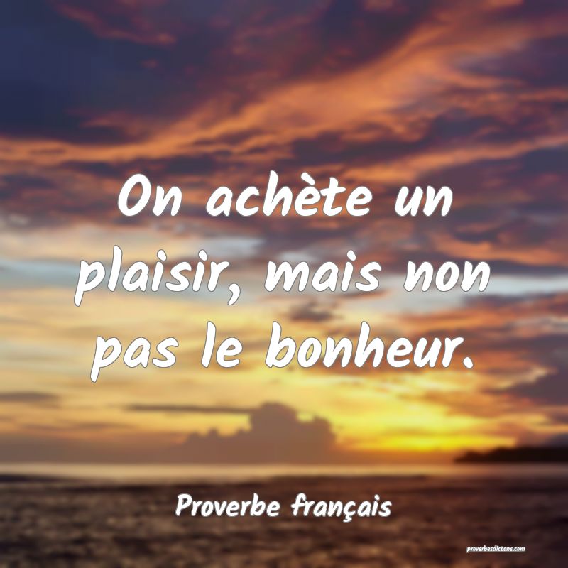 On achète un plaisir, mais non pas le bonheur.
