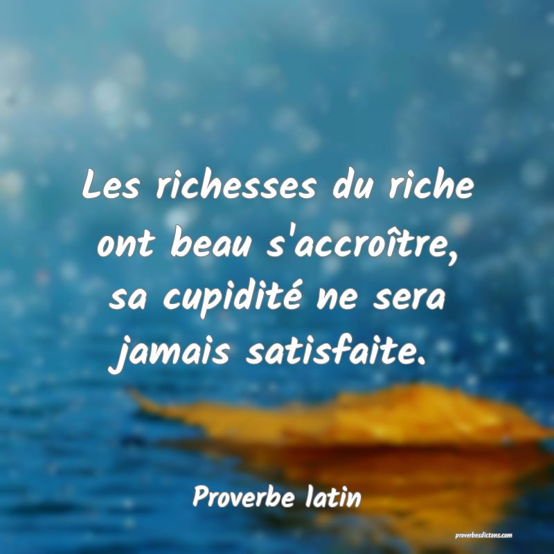 Les richesses du riche ont beau s'accroître, sa cupidité ne sera jamais satisfaite.