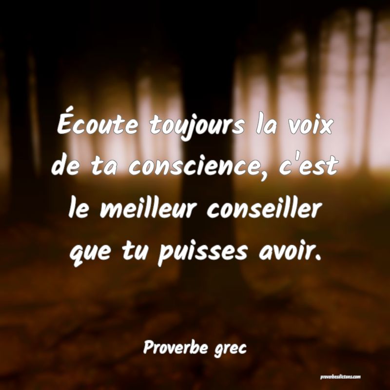 Écoute toujours la voix de ta conscience, c'est le meilleur conseiller que tu puisses avoir.