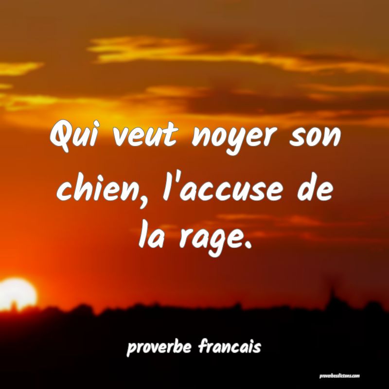  Qui veut noyer son chien, l'accuse de la rage.