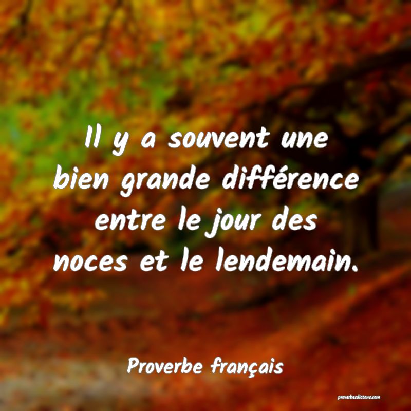 Il y a souvent une bien grande différence entre le jour des noces et le lendemain.