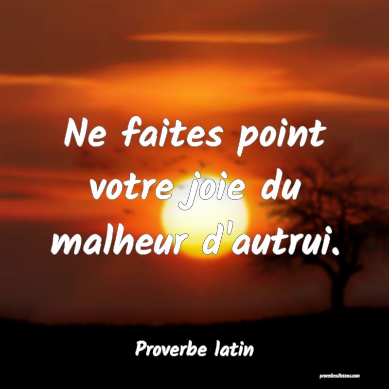 Ne faites point votre joie du malheur d'autrui.