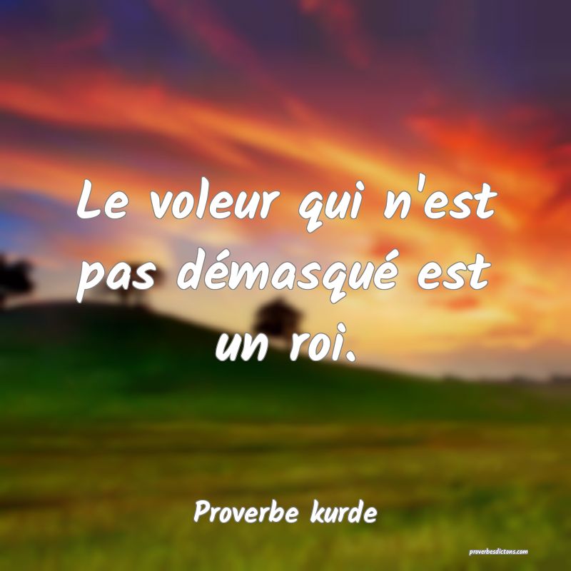 Le voleur qui n'est pas démasqué est un roi.