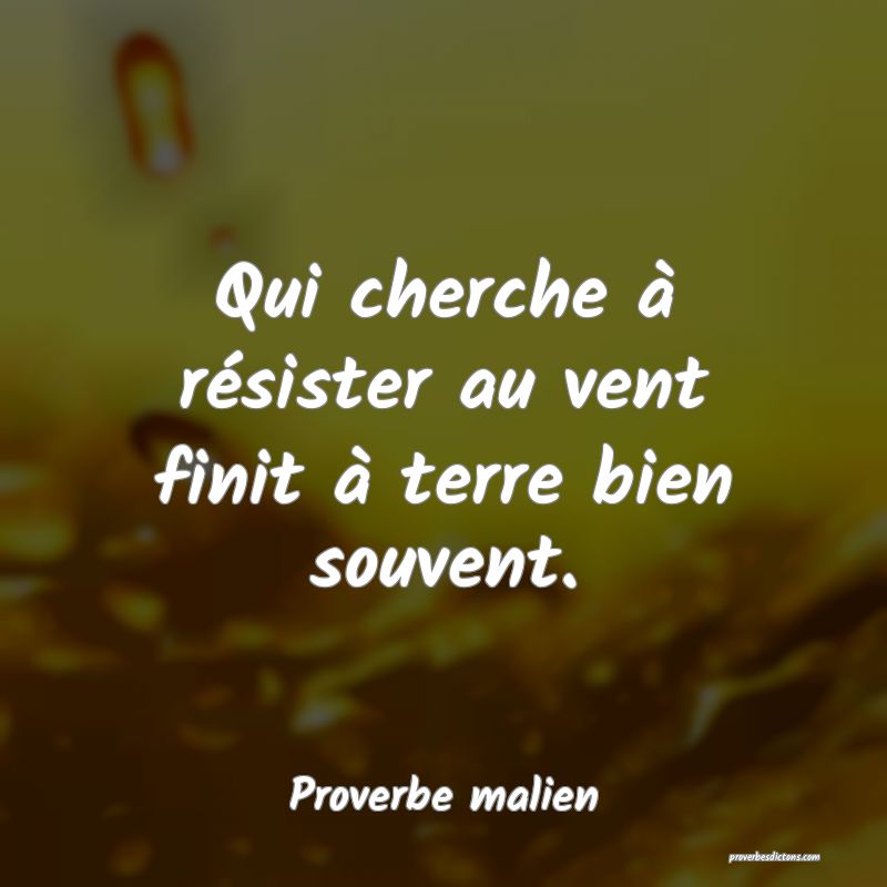 Qui cherche à résister au vent finit à terre bien souvent.