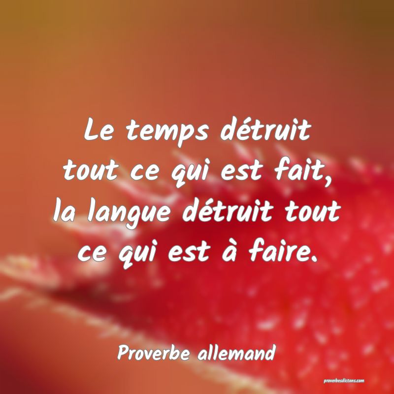 Le temps détruit tout ce qui est fait, la langue détruit tout ce qui est à faire.