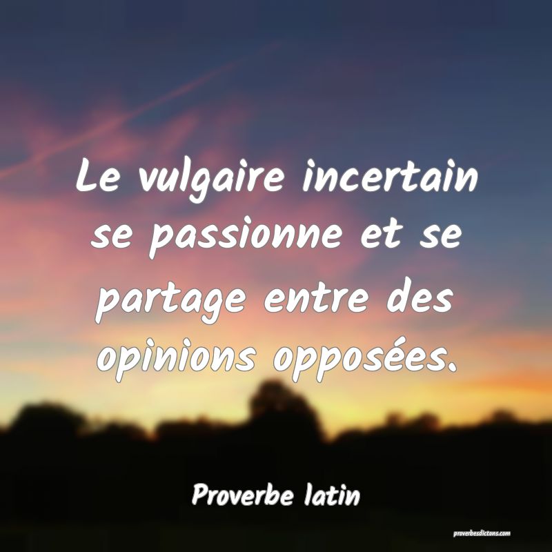 Le vulgaire incertain se passionne et se partage entre des opinions opposées.