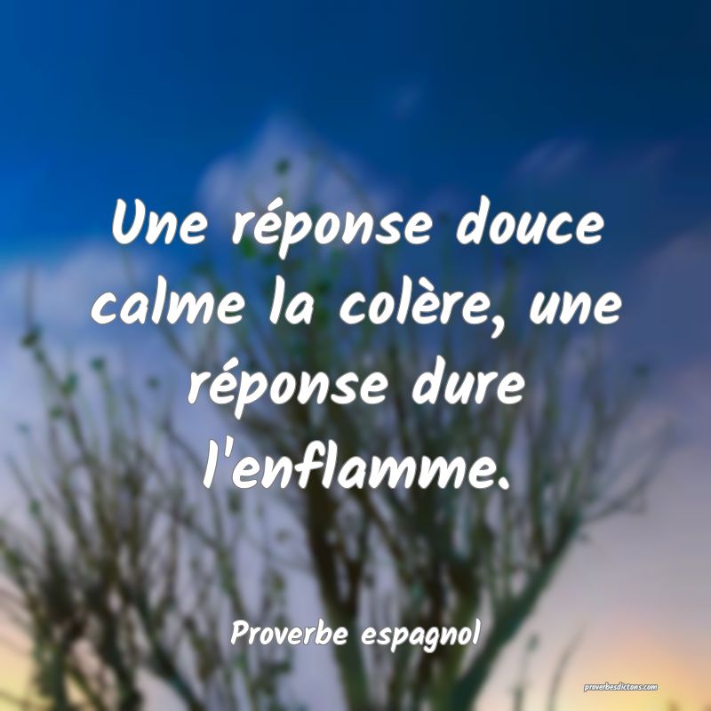 Une réponse douce calme la colère, une réponse dure l'enflamme.