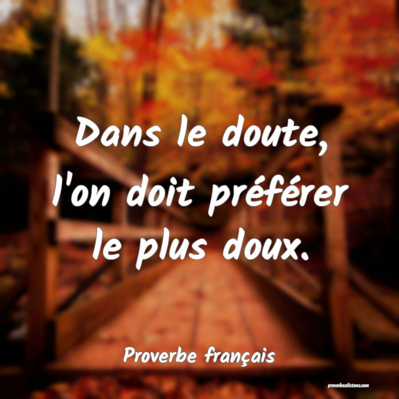 Dans le doute, l'on doit préférer le plus doux.