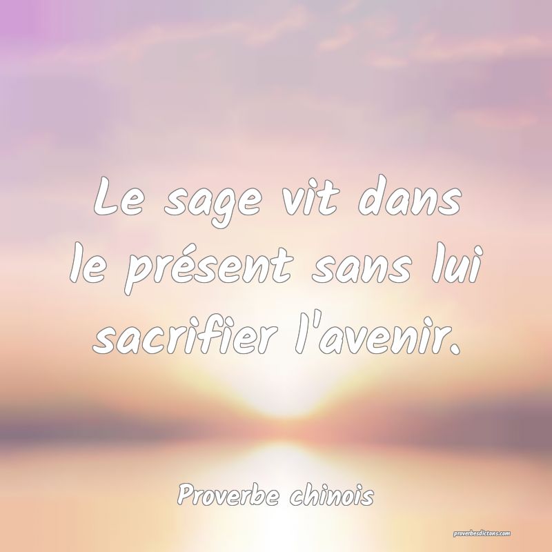 Le sage vit dans le présent sans lui sacrifier l'avenir.